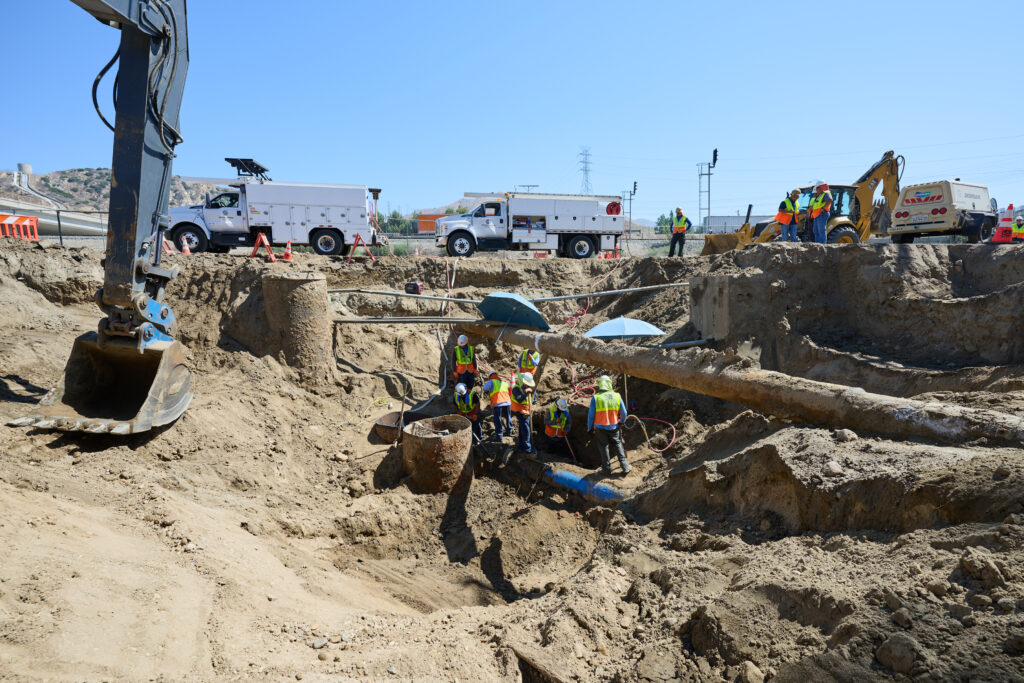LADWP crews working on repairs on-site