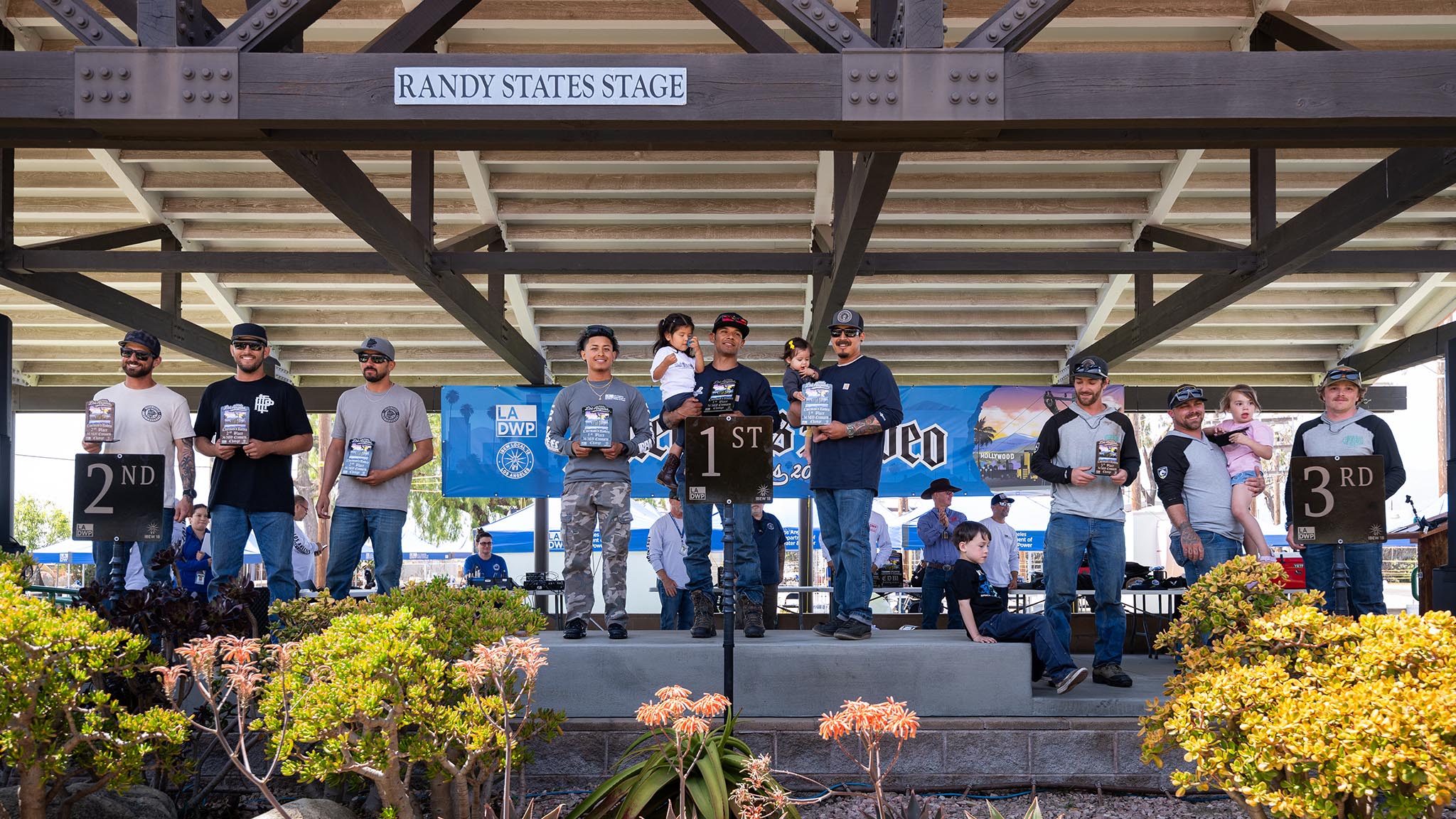 Three winning lineworker teams gather during the Awards Ceremony at the 2026 Lineman's Rodeo.