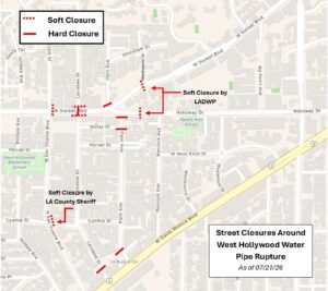 Map of hard and soft closures for affected area.