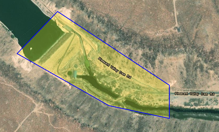 Map with closure boundaries on Pleasant Valley Dam Rd